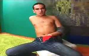 Tanned sexy boy giving himself a treat