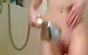 Nerdy skinny on webcam shower