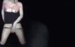 Asian girlfriend puts on a show outside