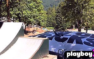 Wild busty lesbians enjoys outdoor games totally naked