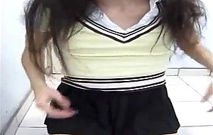 Amateur teenie TS in uniform solo