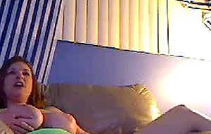 Shemale with huge bouncy breasts strokes and swallows cum
