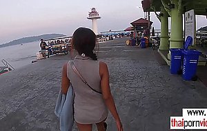 Hot asian european couple have a quick raw fuck outdoor