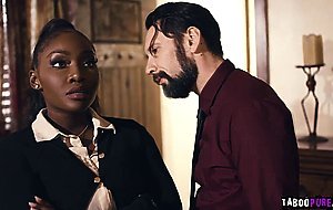 Black babe with big tits gets her pussy fucked so wild