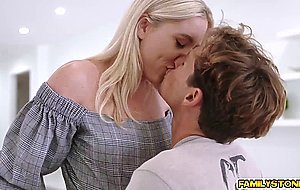 Stepbrother eat Paisley Bennetts cunt on the couch right out in the open