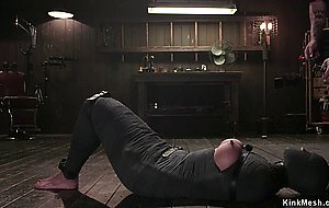 Busty in back arch bondage caned