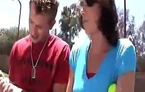 Tennis teacher rewards student with bj