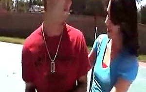 Tennis teacher rewards student with bj
