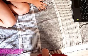Brunette amateur playing OppaBet before blowjob POV