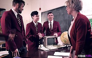 Four Students scared Dee Into Rough Gangbang