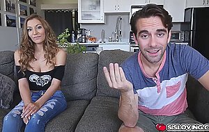 Moka Mora shows stepbrothers her perky tits and grabs his cock