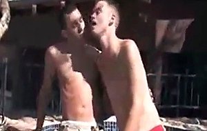 Sport college boys in zoo start kiss