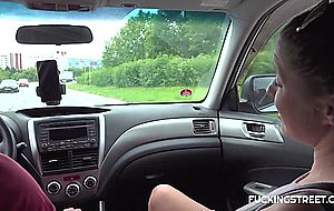Sexy whore fucks stranger for lift