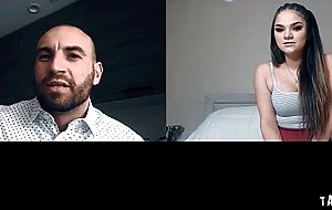 Disobedient teen strips and starts playing with her teen pussy