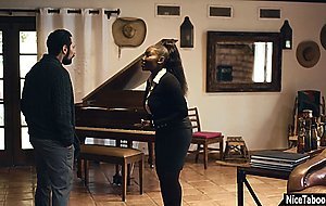 Curved black MILF fucked by perverted guy after cock sucking