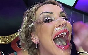 Perfect busty milf gets anal cums and bukkakes