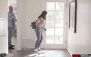 Asian stepdaughter wets herself and fucked by her old stepdad