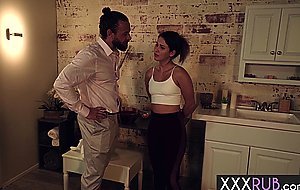 Oiled teen pleased her big cock boss after amazing nuru massage