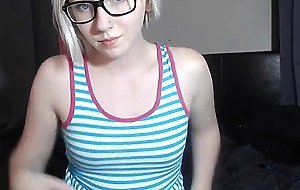 naughty blonde babe masturbates