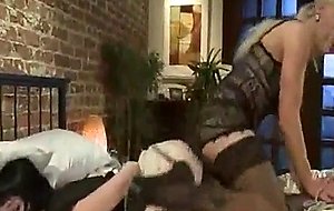 Brunette anal fucked by huge tits tranny