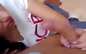 Cute girlfriend sucking dick at home