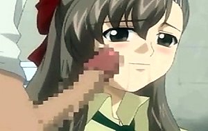 Schoolgirl gets a threesome cumshot at the toilet