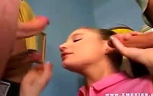 Cute teen gets cocks in all holes