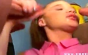 Cute teen gets cocks in all holes