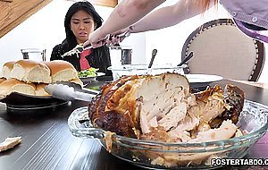 Asian teen hot threesome with new foster family