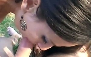 Sexy czech babe enjoys getting her hairy snatch pumped outdoors