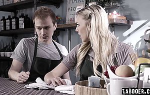 Barista Girl Thrilled Giving BJ Under the Counter