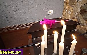 Guy came and used horny big tits shemale before he fucked her tight asshole