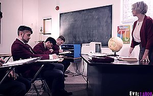 Sexy MILF professor gangbang by unruly students