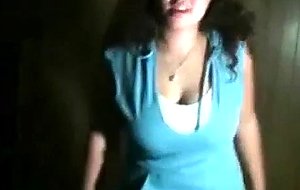 Chubby babe with big boobs dancing and teasing