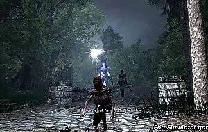 Skyrim MILF sucks huge dick at home