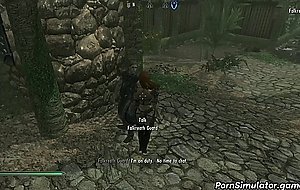 Skyrim MILF sucks huge dick at home