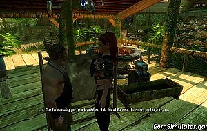 Skyrim MILF sucks huge dick at home