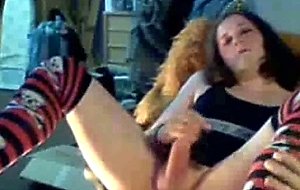 Amateur teen crossdresser jerking off