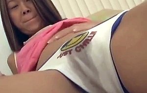 Naughty petite asian babe oil masturbation