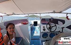Skinny amateur Thai teen Cherry fucked on a boat outdoor in doggystyle
