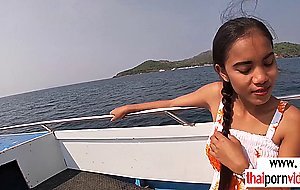 Skinny amateur Thai teen Cherry fucked on a boat outdoor in doggystyle