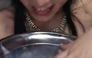 Asian teen slupring cum soup