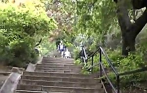 Young babe shows her tits in a public streets