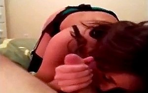 Dirty talking hottie sucks cock like a pro