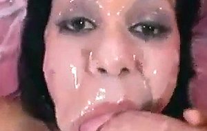 Teen gets covered in cum