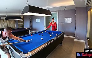 After playing billiard perverted Asian teen sucked dirty boyfriends dick