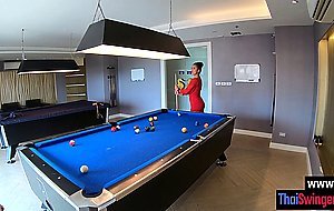 After playing billiard perverted Asian teen sucked dirty boyfriends dick