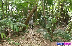 Asian teen and BFFs fucking a big cocked homeless