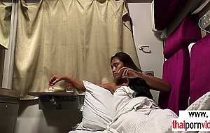 Amateur Thai teen Cherry fucked on the train by a big white cock