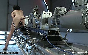 Petite babe fucked by huge machines